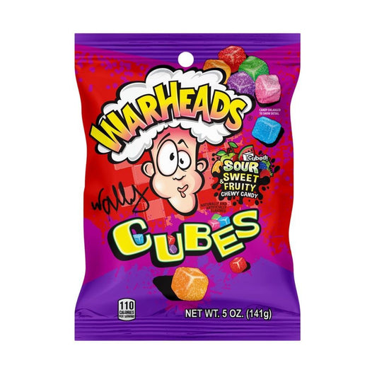 Warheads Cubes Sour Sweet & Fruity Chewy Candy Bag, 141g