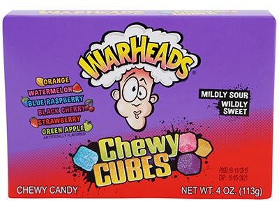 Warheads Sour Fruity Flavors Cubes Chewy Candy Box, 113g