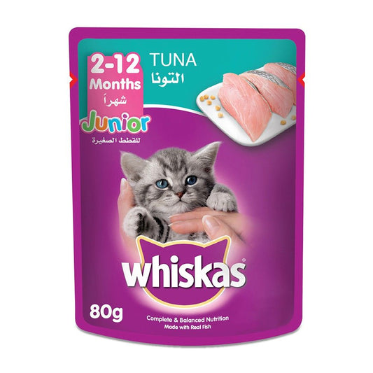 Whiskas Junior Tuna Wet Kitten Food Pouch, 2-12 Months, 80g