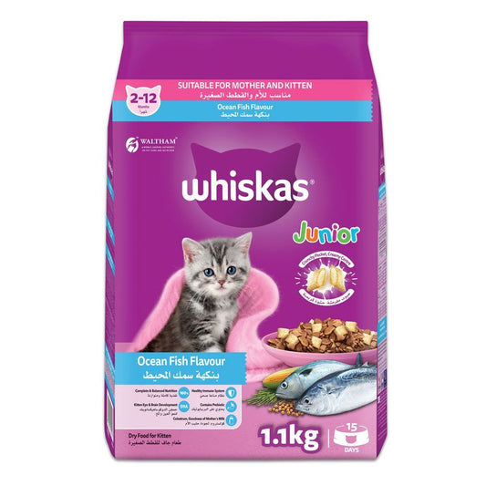 Whiskas Kitten Ocean Fish Flavor with Milk Dry Cat Food, 1.1kg