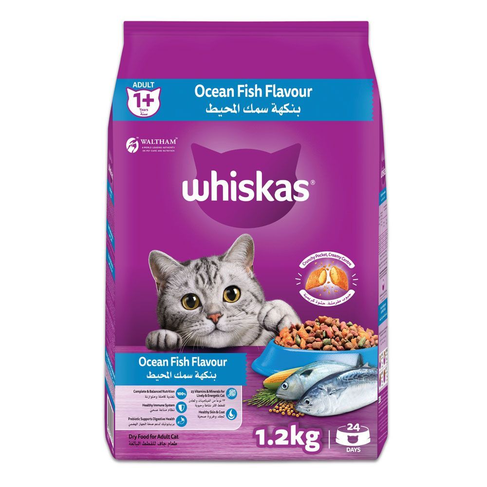 Whiskas Ocean Fish Cat Food Bag, Adult 1+ Years, 1.2kg