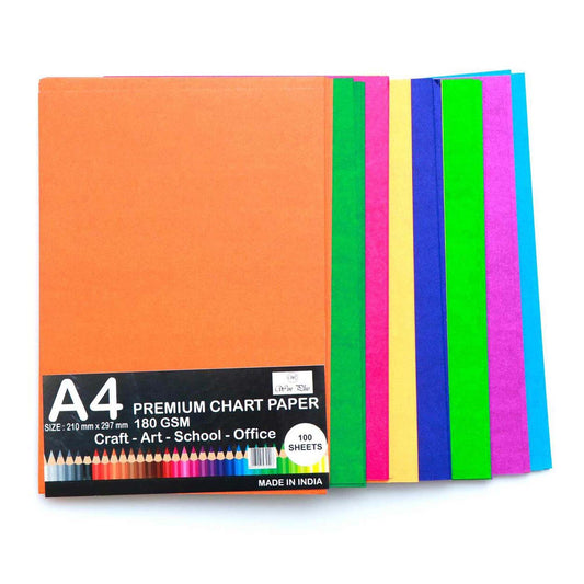 Chart Paper A4 180GSM 100Sheets, Assorted Color