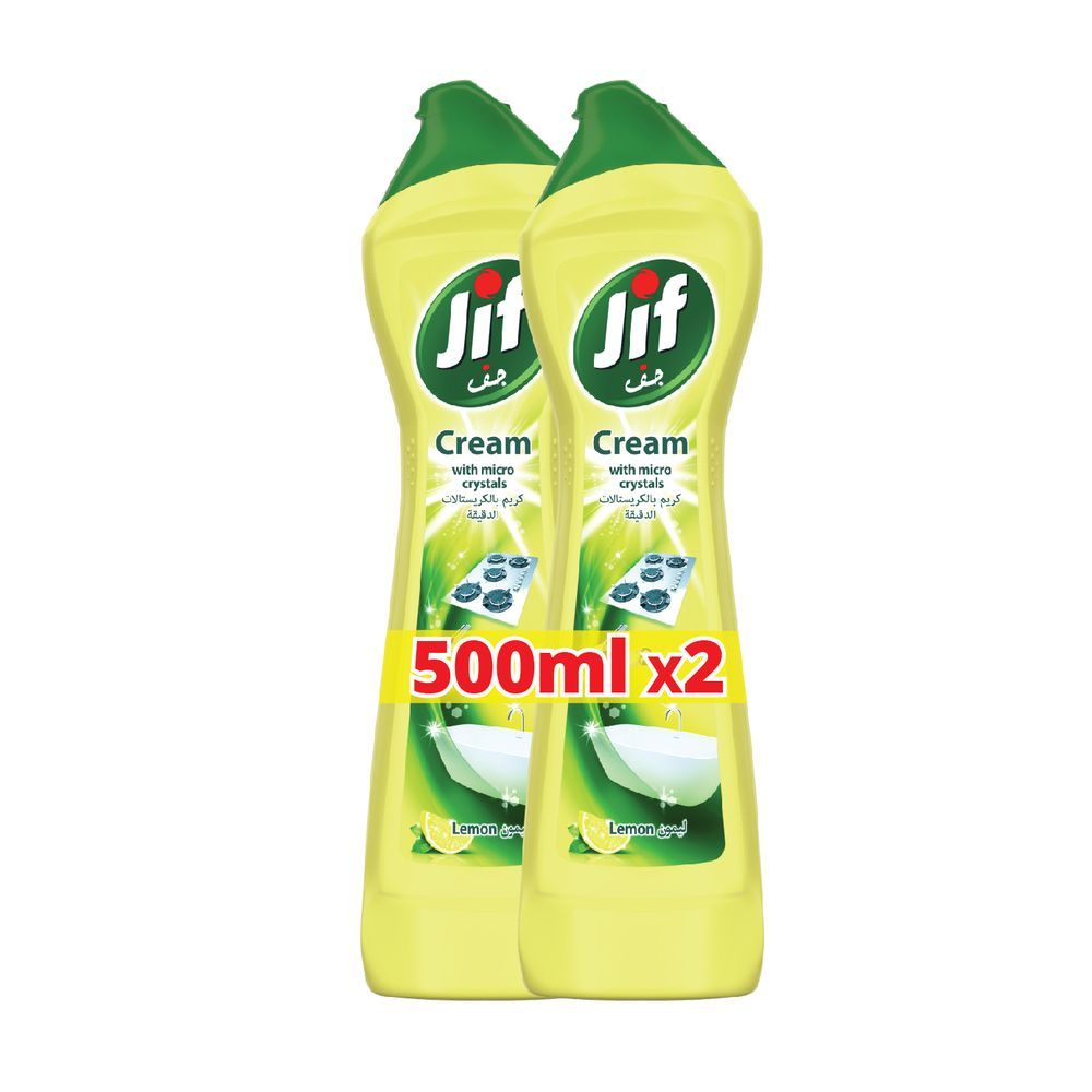 Jif Lemon with Micro Crystals Cream Cleaner, 2x500ml
