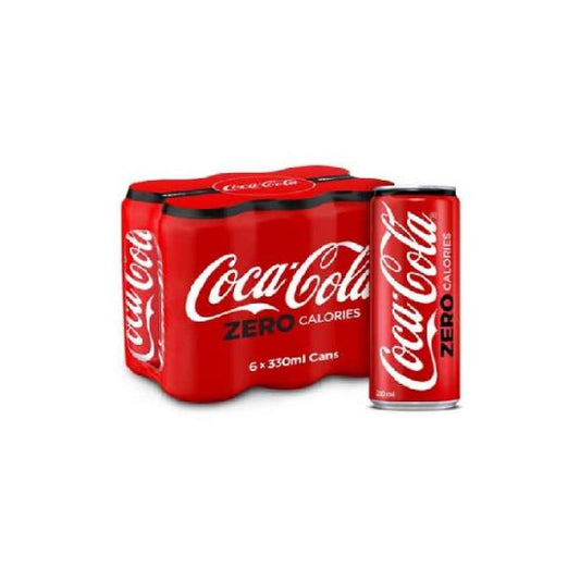 Coca-Cola Zero Calories Carbonated Soft Drink Can, 6x330ml