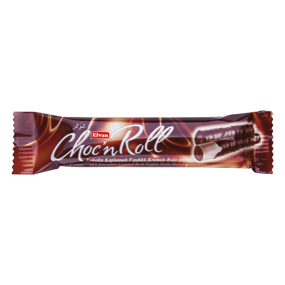 Elvan Choc'N Roll Chocolate Coated Roll Wafer With Hazelnut, 18G