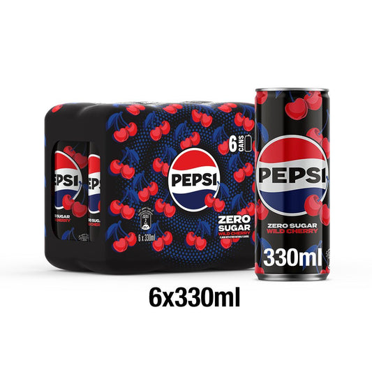 Pepsi Zero Soft Drink Wild Cherry, 6x330ml
