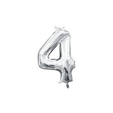 Silver Foil Balloon - Number 4, 1pieces