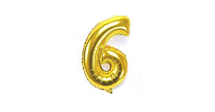 Gold Helium Number Balloon No. 6, 1 Piece