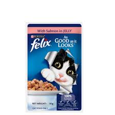 Purina Felix As Good As It Looks Wet Food with Salmon in Jelly for Adult Cats, 85g
