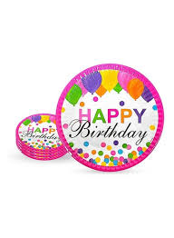 Party Fun Multicolored 9 Inch Happy Birthday Paper Plates, 6 Pieces