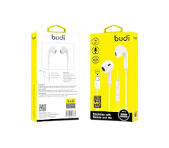 Budi EP102W Wired In Ear Headphone with Remote & Mic - White