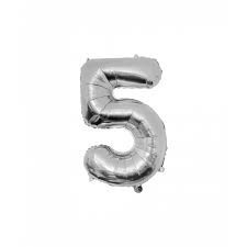Silver Numeric Foil Balloon 5 No 4121