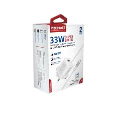 Promate Super Speed Wall Charger with Quick Charge 3.0 Usb-C Power Delivery, 33W