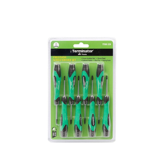 Terminator Brand Screw Driver Set 8 pieces Torx Heads With Plastic Handle And Tweezer
