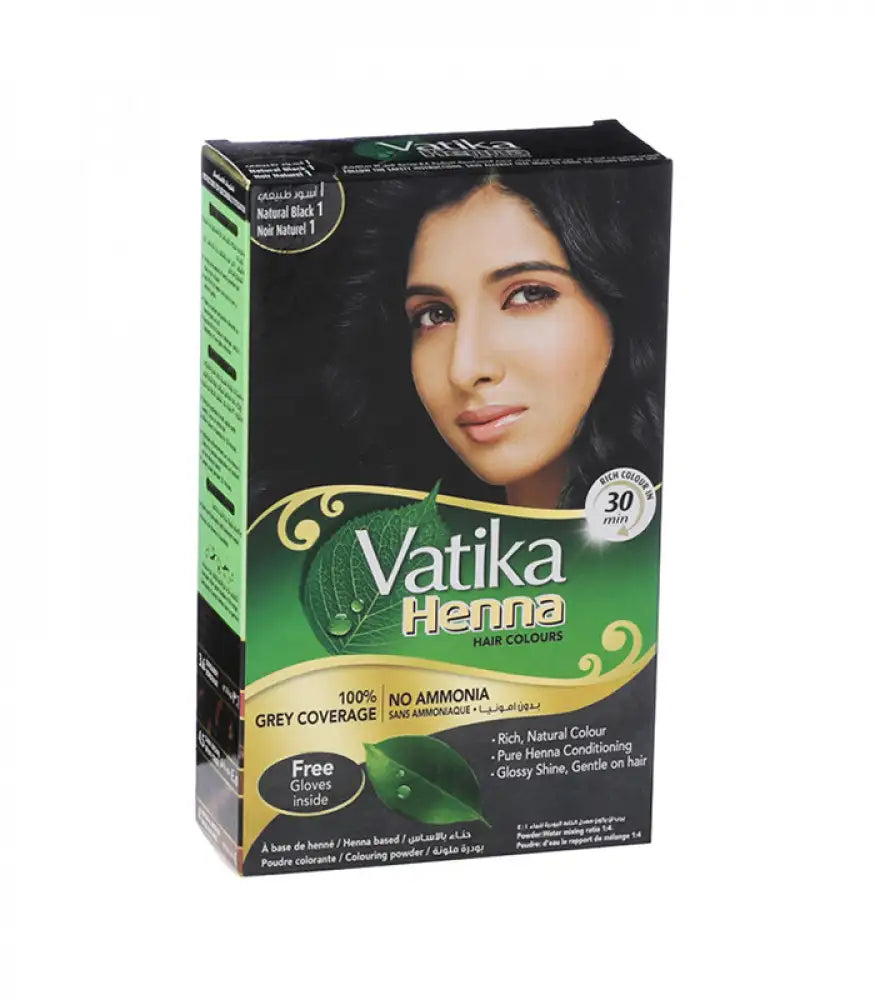 Vatika Naturals Natural Black Henna Hair Colour, 6x10g