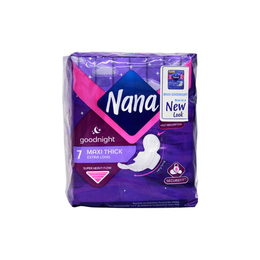 Nana Good Night Maxi Thick Extra Long Sanitary Pads with Wings, 7 Pads