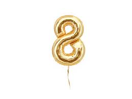 Gold Helium Number Balloon No. 8, 1 Piece