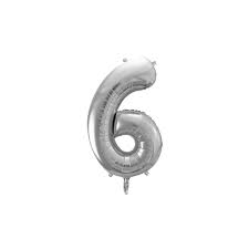 Silver Foil Balloon - Number 6, 1pieces