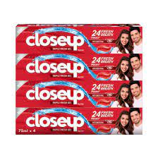 Closeup Triple Fresh Formula Red Hot Toothpaste, 4x75ml