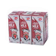 حليب كامل الدسم بنكهة الفراولة من مزارع العين، 6 × 180 مل / حليب طويل الأجل بنكهة الفراولة