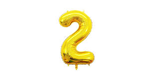 Gold Helium Number Balloon No. 2, 1 Piece
