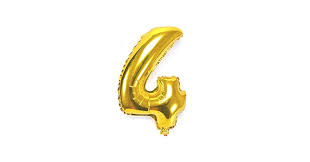 Gold Helium Number Balloon No. 4, 1 Piece