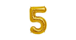 Gold Helium Number Balloon No. 5, 1 Piece