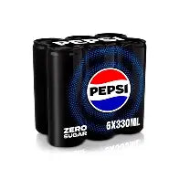 Pepsi Cola Zero Soft Drink Cans, 6x330ml