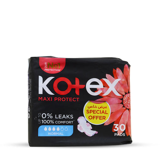 Kotex Maxi Protect Normal with Wings Pads, 30 Count
