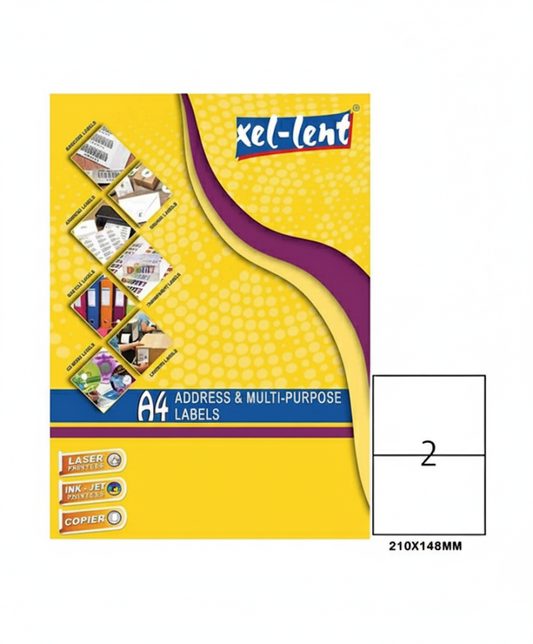 Xel Lent Labels A4 White 38.1X21.2mm, 100 Sheets