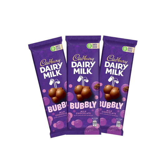 Cadbury Dairy Milk Bubbly Chocolate Bar, 3x87g